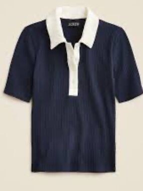J CREW Premium rib short-sleeve polo shirt- size XS